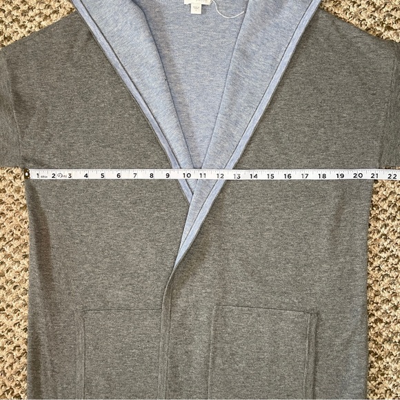 J. Jill Pure Jill Wool Blend Hooded Open Front Long Sleeve Cardigan - Light Gray - Picture 8 of 13
